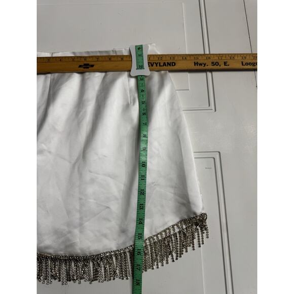 Heiress Beverly Hills NWT White Satin Tassel Mini Dress Size XS - Picture 4 of 5